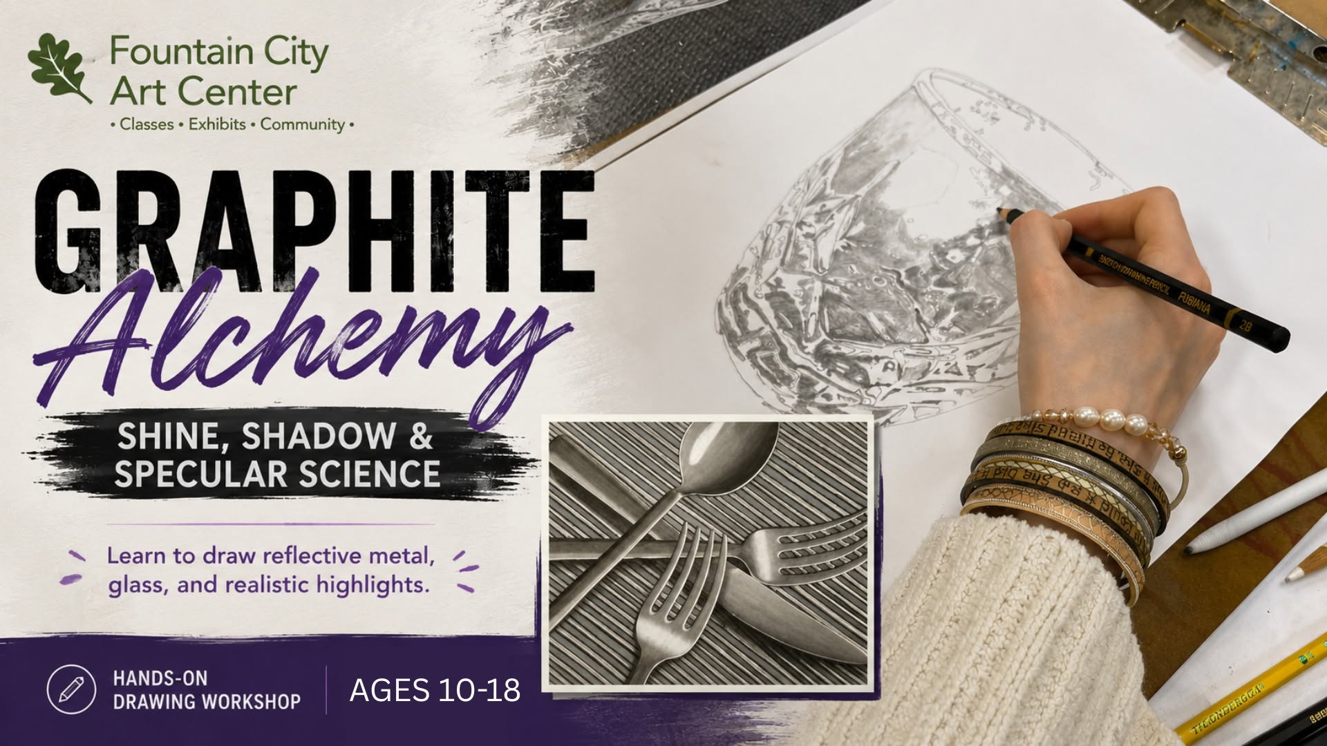 Youth: Graphite Alchemy: Shine, Shadow & Spectacular Science (Ages 10-17) - Saturday July 11 from 11:30 AM - 1:00 PM (Copy)