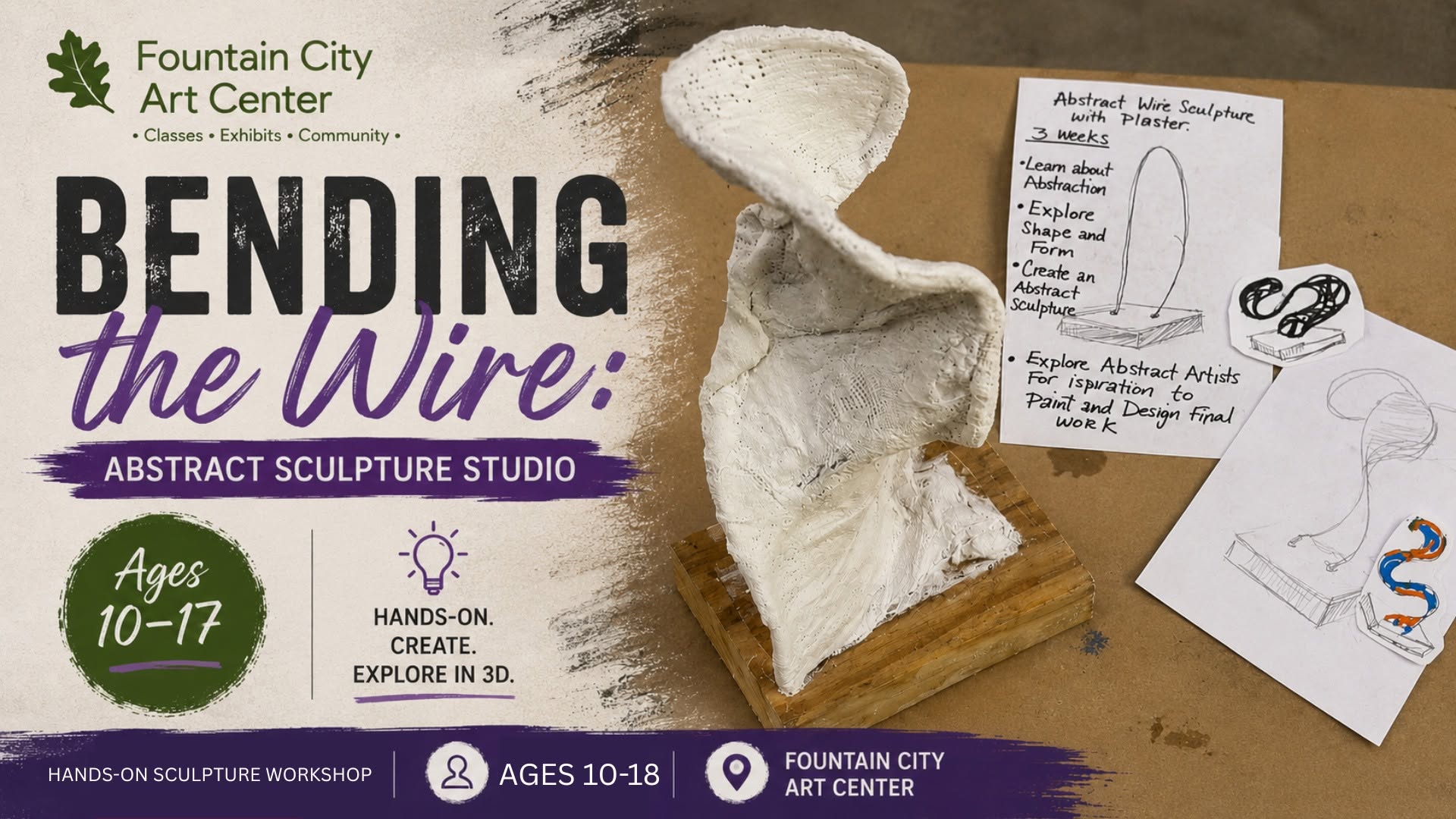 Youth: Bending the Wire: Abstract Sculpture Studio (Ages 10-17) - Saturday July 11 from 10:00 - 11:30 AM